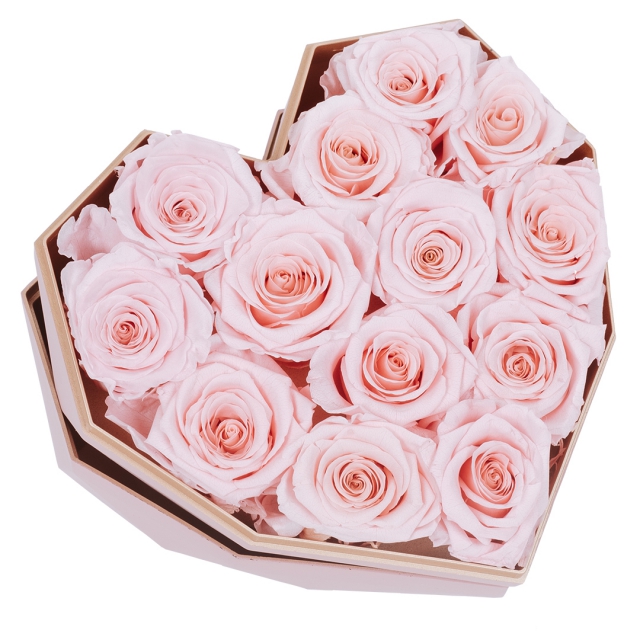 Preserved Pink Rose In Pink Heart Box