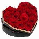 Preserved Red Rose In Black Heart Box