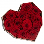 Preserved Red Rose In Black Heart Box