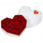 Preserved Red Rose In White Heart Box Big